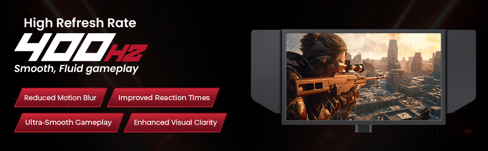 BenQ Zowie XL2566X | 25" (62.3 cm) LCD | 1920 x 1080 Pixels TN | 400Hz Gaming Monitor | Motion Clarity with DyAc+™ | 1080P | XL Setting to Share™ | Color Modes | S Switch | Shield | Smaller Base | Color: Black.