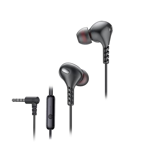 FINGERS SoundGlitz2 Wired Earphones (10 mm Neodymium Driver | Sturdy Cable with L-Pin Connector | Built-in Mic | Free Carry-on Zip Case) (Rich Grey)