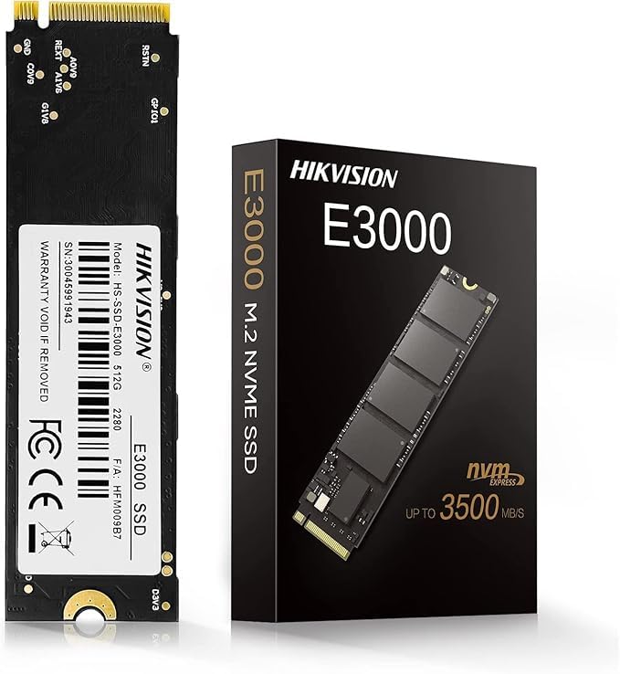 Hikvision E3000 512GB Internal NVMe PCIe M.2 SSD, Gen 3x4, 2280, 3D NAND, Up to 3500MB/s Read Speed