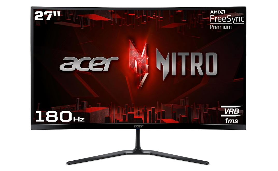 Acer ED270U S3 27 Inch WQHD 2560x1440 1500R Curved Gaming Backlit LED LCD Monitor I 1MS VRB, 180Hz Refresh Rate I AMD FreeSync I 2 x HDMI 1 x Display Port I Stereo speakers I Eye Care I HDR 10 I Black