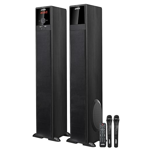 Artis SoundHub 400 Bluetooth Tower Speaker | 200W RMS | Wireless Mic | Remote | FM | USB | AUX | TF Card | Black