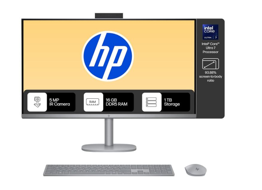 HP OmniStudio 32-c0075in X All in One, Intel Core Ultra 7 155H,(16GB DDR5,1TB SSD) 4K UHD (3840 x 2160), IPS, Anti-Glare, 550 nits,31.5inch(80.1cm), Win 11, Office24, Meteor Silver, 9.56kg,