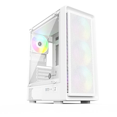 Circle Gladius M1 White Mid‑Tower Gaming Cabinet | Supports M‑ATX & ITX | Pre‑Installed 3×120 mm Front & 1×120 mm Rear RGB Mirror Fans
