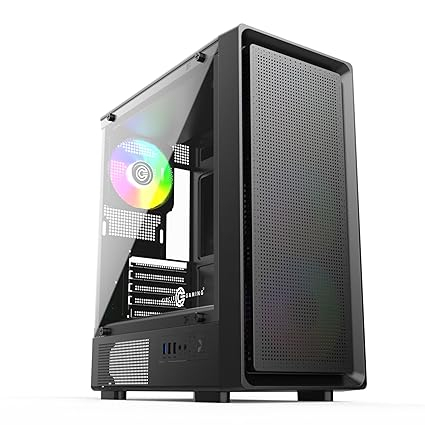 Circle Gladius M1 RGB Mid-Tower Gaming Cabinet – Black | M-ATX/ITX Support, 4 Pre-Installed Mirror RGB Fans