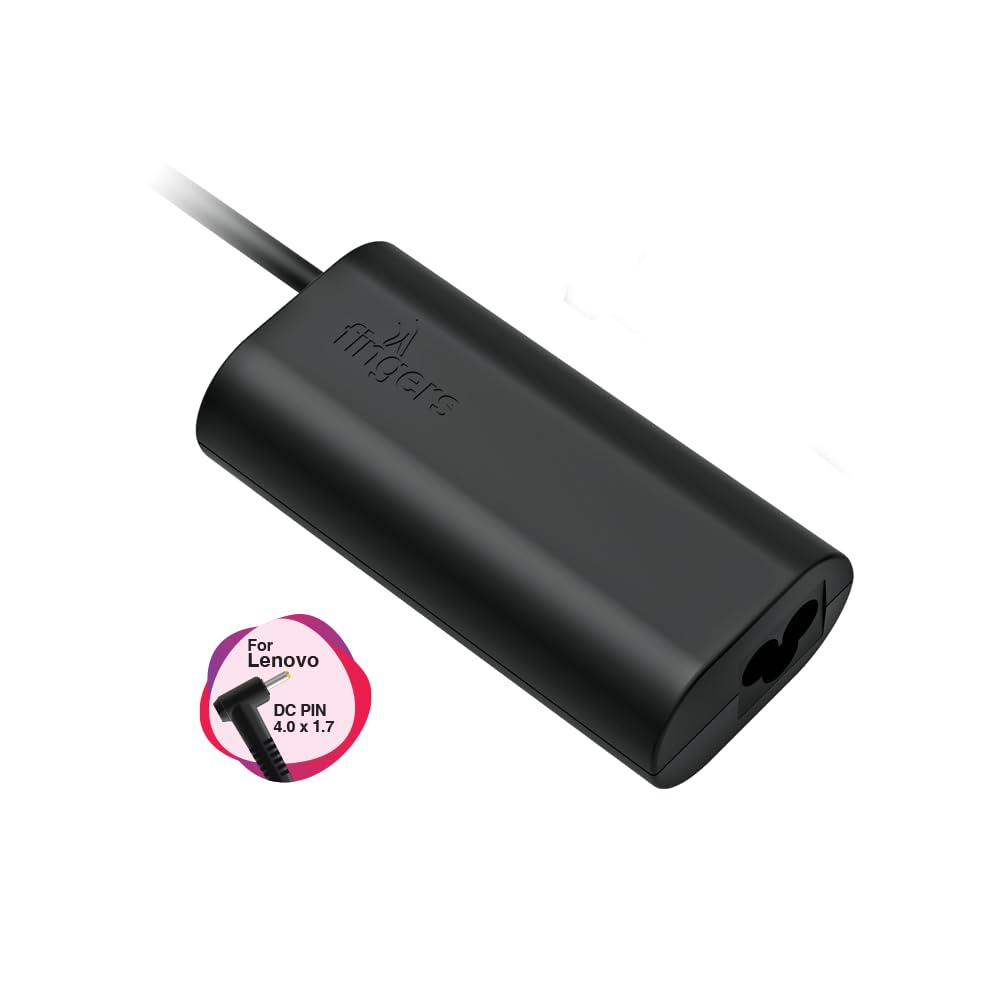FINGERS FL-65W Laptop Power Adapter with 65 W Fast Charging (for Lenovo Laptops with DC Pin 4.0 x 1.7 mm) Fire Retardant Design