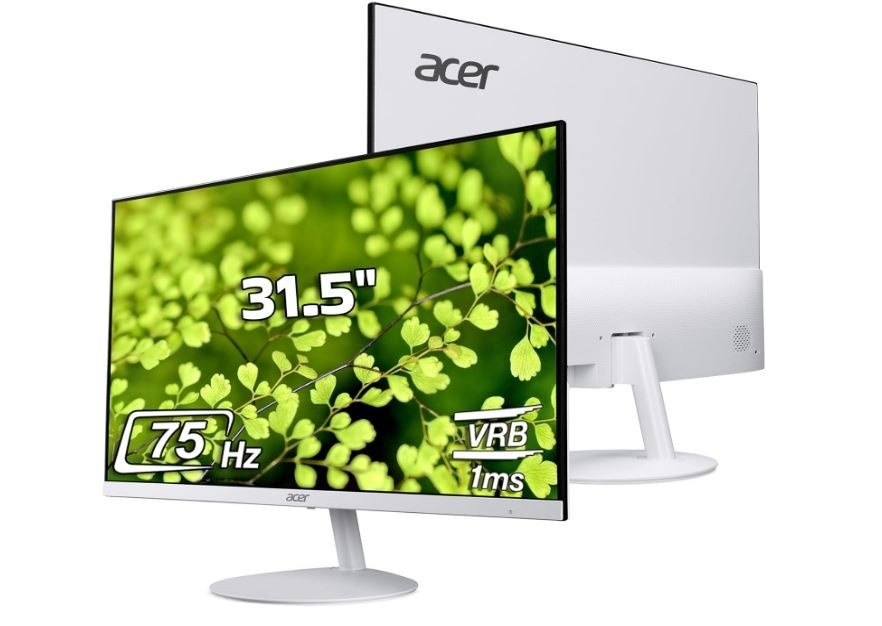 Acer SA322Q 31.5 Inch Full HD 1920x1080 IPS Ultra-Slim (7.2mm) Backlit LED Monitor I 75Hz Refresh I 1 MS VRB Response I AMD Free Sync I 1xHDMI 1xVGA I Stereo Speakers I Eye Care Features I White