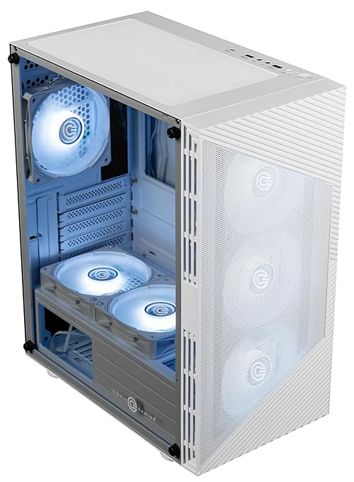 Circle Gladius M4 Mid- Tower Computer Case with Type C 2.0 | Gaming Cabinet - White | Support M-ATX, ITX | Pre- Installed 3 x 120mm Front, 2 x 120mm Bottom and 1 x 120mm Rear ARGB Mirror Fans