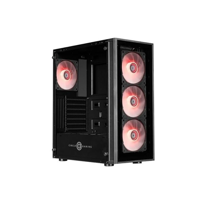 Circle Xtender X2 Mid- Tower Glass Computer Case | Gaming Cabinet - Black | Support ATX, M-ATX, ITX | Pre- Installed 3 x 120mm Front and 1 x 120mm Rear ARGB Mirror Fans