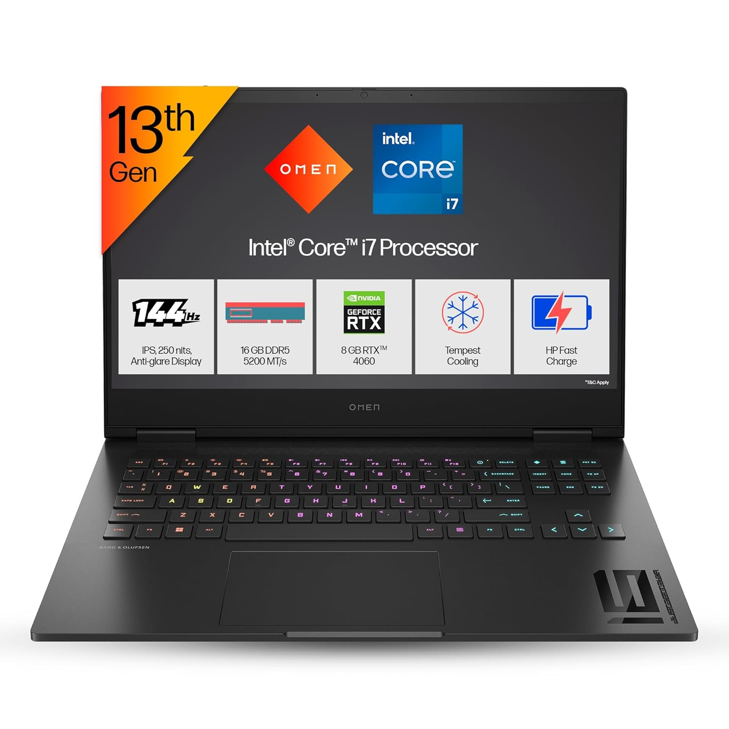HP OMEN Gaming | 13th Gen Intel Core i7-13620H | 8GB NVIDIA RTX 4060 | 16GB DDR5 | 1TB SSD | 16.1-inch(40.9cm) | 144Hz | IPS | FHD Gaming Laptop | RGB Backlit KB | B&O(Win 11, Office 21, Black, 2.35kg) | wd0012TX