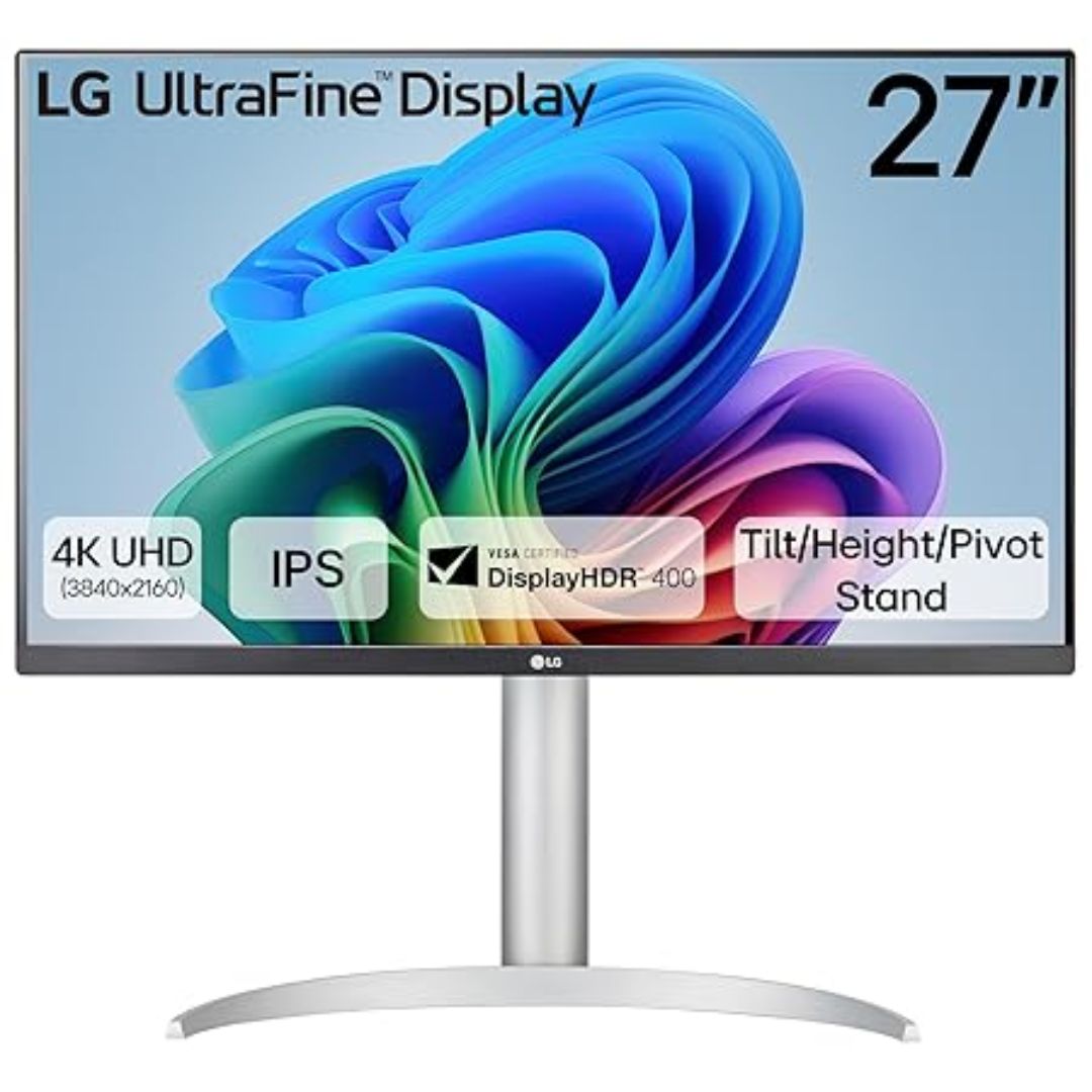 LG 27UP650K-W 27-Inch UltraFine 4K UHD IPS Monitor (3840×2160, HDR 400, 60Hz, 5ms, HDMI, DisplayPort, Adjustable Stand, White)