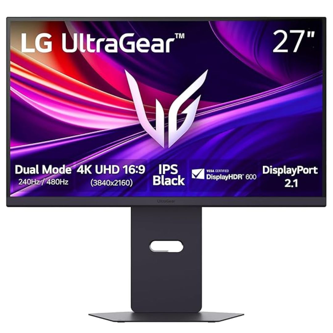 LG 27G850A-B UltraGear 27-Inch 4K UHD IPS Gaming Monitor (3840×2160, Dual-Mode 240Hz, 1ms, G-Sync Compatible, FreeSync Premium Pro, HDR600, HDMI, DisplayPort 2.1, Black)