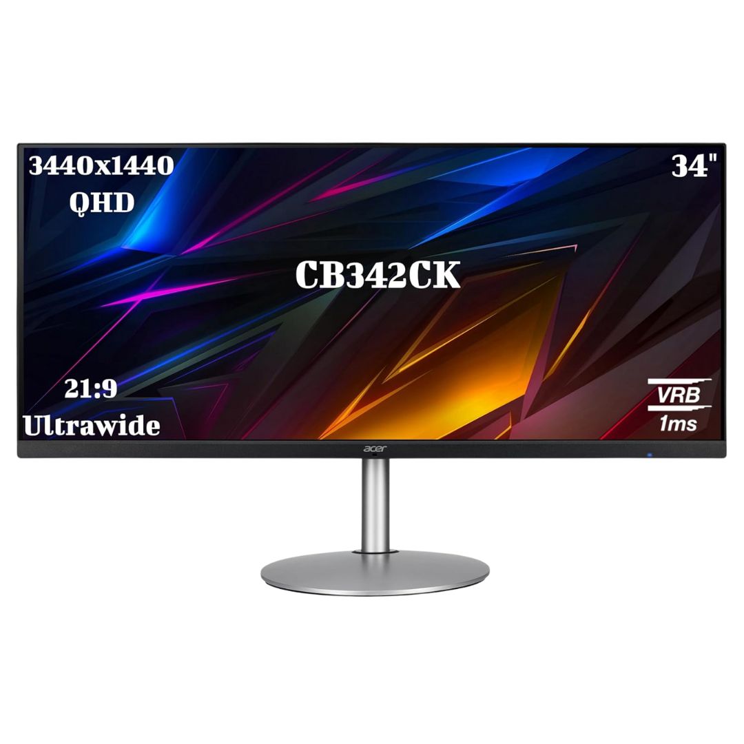 Acer CB342CK 34″ Ultrawide QHD IPS Monitor | 21:9 | 75Hz | 1ms VRB | HDR Ready | FreeSync | Silver