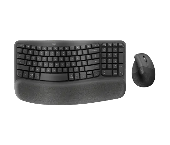 Logitech Wave Keys Wireless Ergonomic Keyboard and Lift Vertical Ergonomic Mouse Combo – Compact, Comfortable, Quiet Typing, Multi-Device, Bluetooth/USB Receiver – Graphite