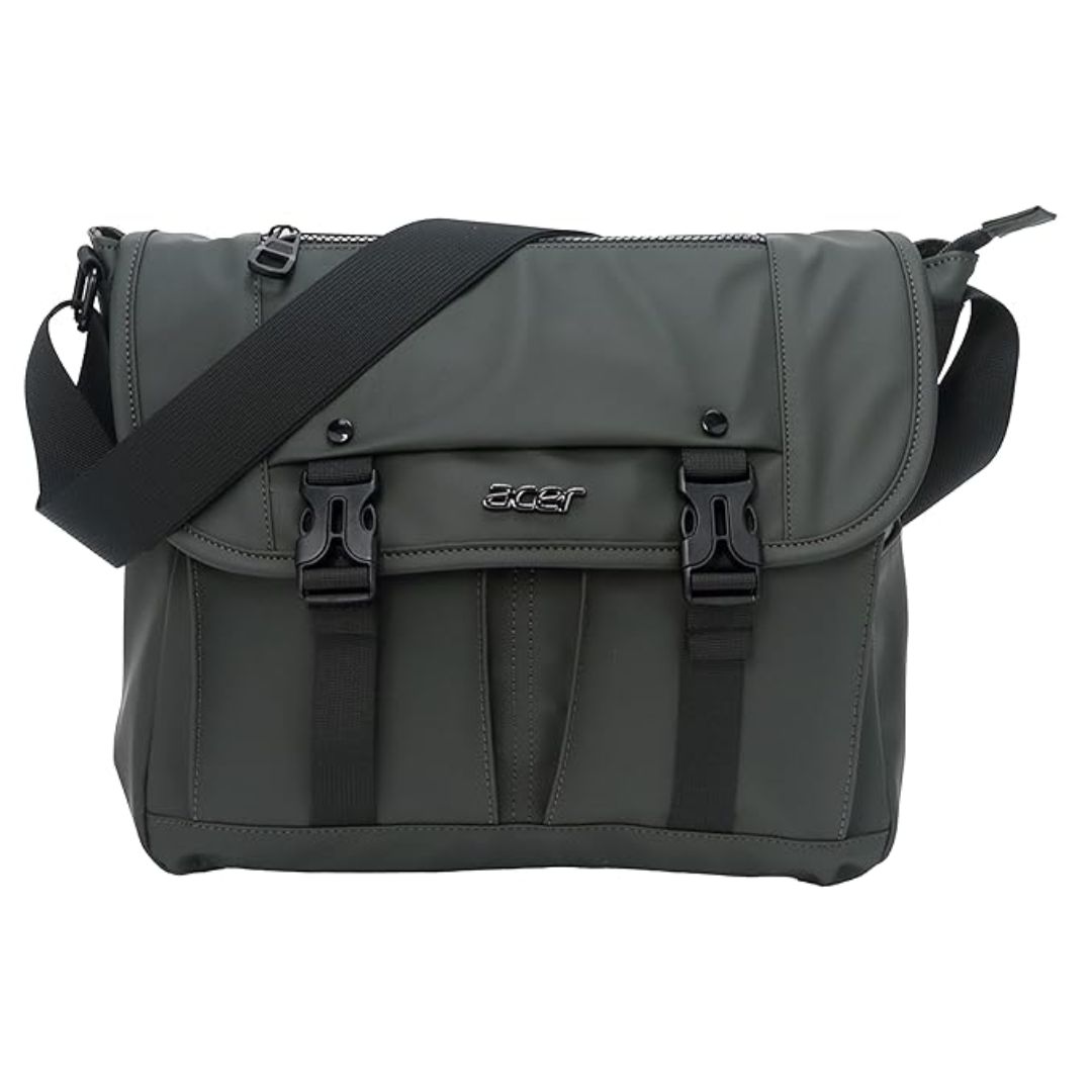 Acer Stylo Premium 14 Inch Green Sling Bag | Water Resistant Polyester | Stylish Zipper Compartments | Two Small Pockets | Compact & Lightweight