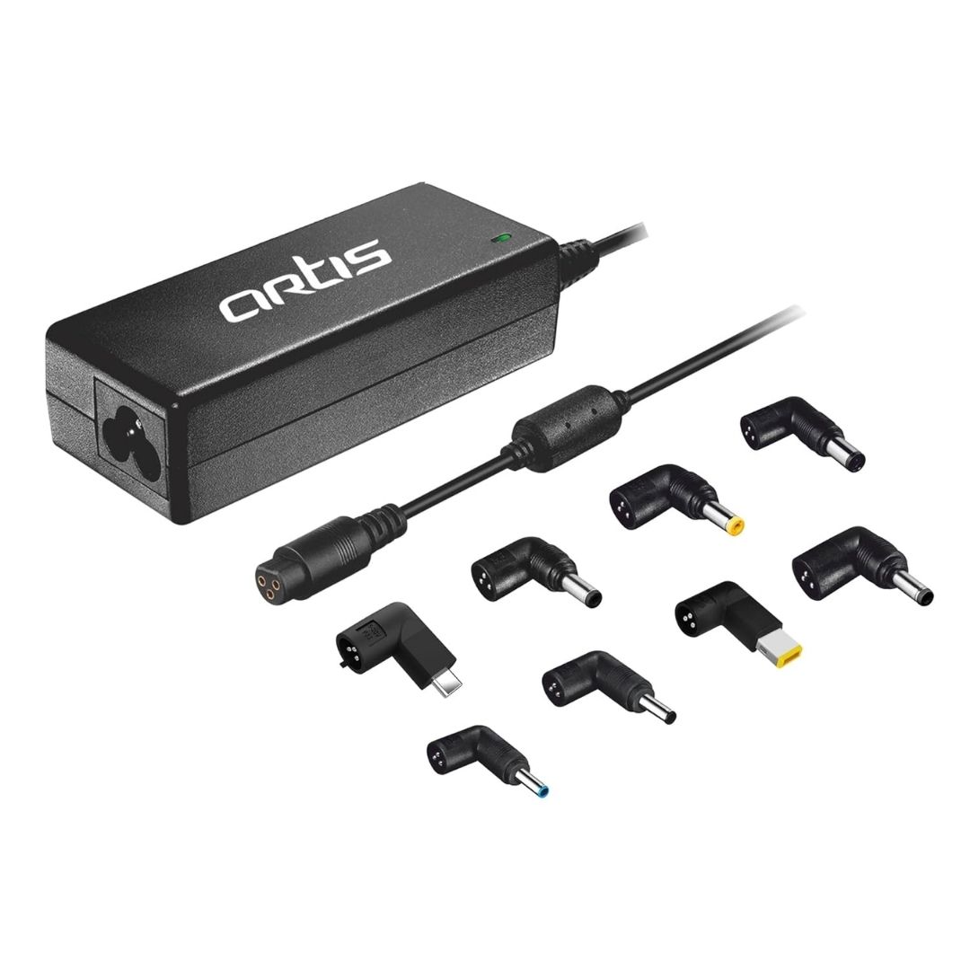 Artis 65Watt Universal Laptop Adapter, 8 Interchangeable Connector Pins, Power Cord Included, Compatible with USB Type-C, Dell, HP, Lenovo, ASUS, Acer, Samsung, Compaq, IBM, Toshiba