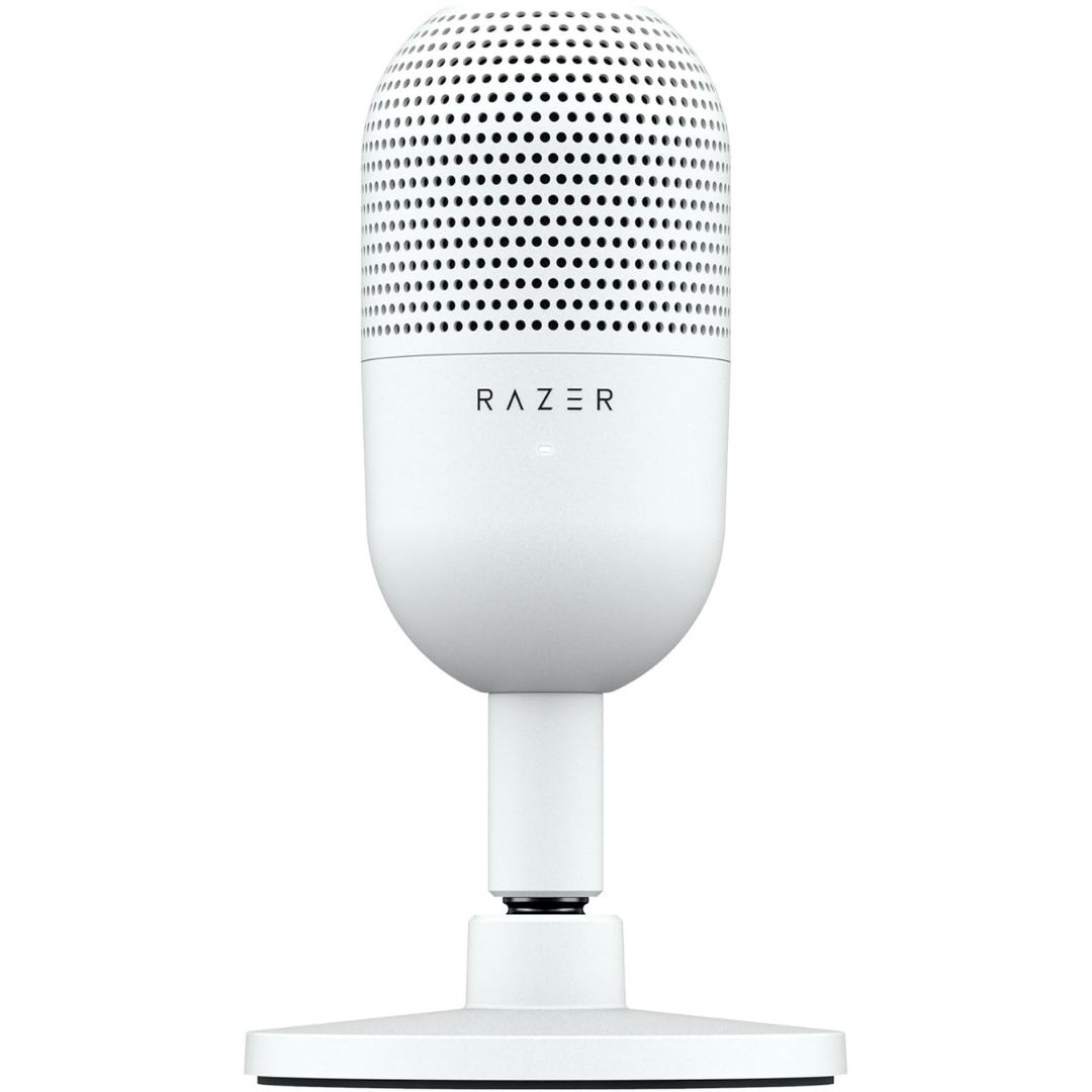 Razer Seiren V3 Mini RZ19-05050300-R3M1 USB Microphone: Condenser Mic - Supercardioid Pickup Pattern - Tap-to-Mute Sensor with LED Indicator - Shock Absorber - Ultra Compact - PC, Discord, OBS Studio, XSplit - White