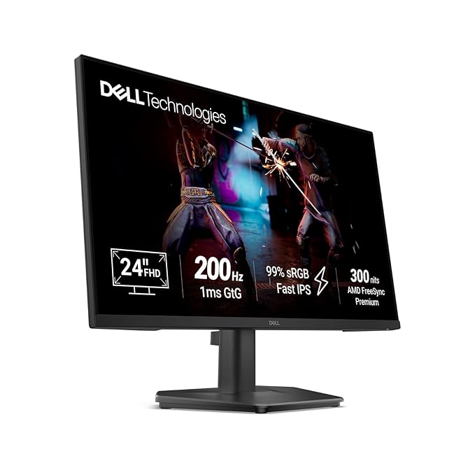 Dell SE2425HG 23.8" FHD IPS Gaming Monitor – 200Hz, 1ms GtG, FreeSync Premium, HDR10
