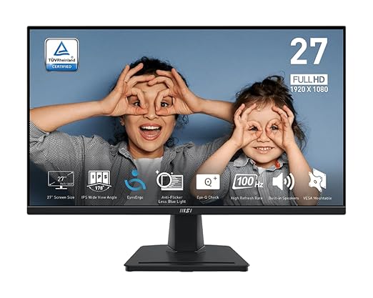 MSI PRO MP275 27-inch FHD IPS Monitor with 100Hz, FreeSync, 1ms Response Time, Speakers & VESA Mount