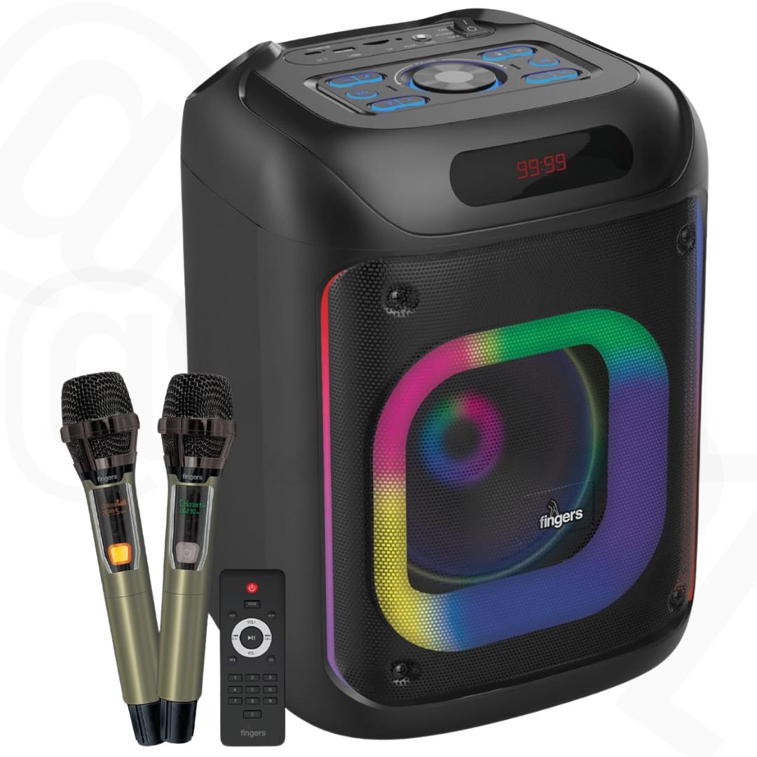 FINGERS 2Mic-ThunderBox45 Portable Bluetooth Speaker with 2 Wireless Microphones (40W, RGB Lights)